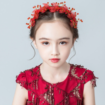 Childrens head decorated head flower hair with princess pearl floral ring girl hair adorned South Korean red 100 hitch hoop performance ornament