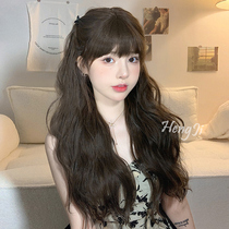 Hum wig womens long hair full hood wool curl wig big wavy long curly Lolita full hood curly hair