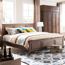 Excellent wood furniture full wood bed 1 8 meters oak bed 1 5 meters double minimalist bed American bedroom furniture