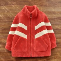 Girls fur one-piece coat autumn and winter childrens winter coat female foreign lambskin 2021 new thickened childrens clothing