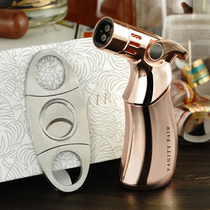 VANITYFAIR CIGAR SCISSORS LIGHTER SET IMPORTED STAINLESS STEEL SHARP SCISSORS WINDPROOF INFLATABLE LIGHTER