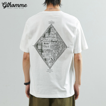 2022 Summer New Men Short Sleeve Loose Print Tide T-shirt 100 Hitch Casual Half Sleeve Tide Card Round Collar Compassionate