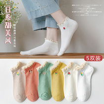Lace socks womens socks spring and summer thin cotton bottom cute Japanese low-end shallow boat Socks summer thin low-top