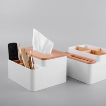Nordic tissue box bamboo cover living room creative paper box household plastic napkin carton box simple European drawing box Wood