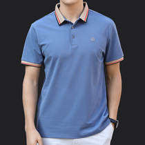 Upscale Summer middle-aged mens dress shirt collar POLO shirt with lead short sleeve T-shirt male turning cotton quality half sleeve clothes