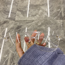 Anti-blue radiation personality irregular trimming transparent glasses womens fashion big frame Net red plain glasses men and women