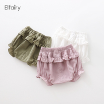 Girl flower buds shorts children pure cotton safety pants female baby beating bottom outside wearing baby pants Summer thin and cute