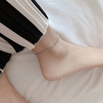 Simple version of small beads anklet body 925 sterling silver plated platinum non-fading Korean adjustable foot ring female