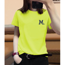 Fluorescent green short sleeve t-shirt women 2021 European station European summer new cotton loose base shirt coat tide ins
