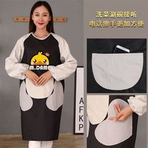 Erasable hand long sleeve apron waterproof and oil-Proof Kitchen home cute Japanese Korean overalls women fashion Men