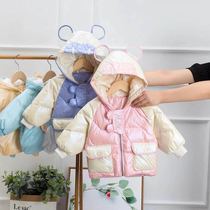 Belansenma childrens down jacket boys and girls baby cartoon Mickey penguin western style coat autumn and winter short cute