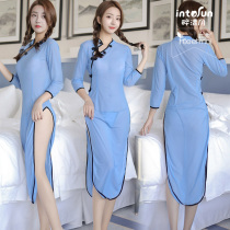 Mu Republic of China College long cheongsam uniform sexy underwear perspective pajamas passion set supplies clothing 7943