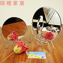 Old double-sided table mirror metal side mirror makeup round mirror hanging wall mirror counter dressing mirror iron frame double mirror