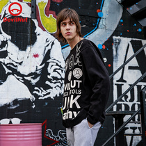 DEVIL NUT Tide brand autumn and winter men and women neutral couples bf loose round neck cotton print long sleeve T-shirt AET