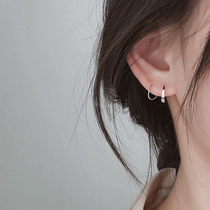 Minimalist geometric rotating ear ring S925 pure silver ear ring minimalist design sense 100 lap earring silver earring earbone ring