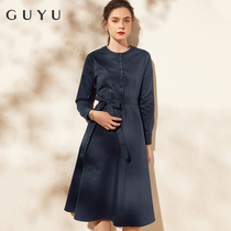 (Clearance Welfare) Autumn and Winter Feminine Dress Mid-Length Temperament Goddess Fan Clothes Bow Knot Big Swing Skirt