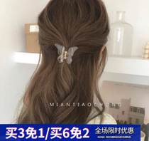 Super Fire ins Japanese and Korean with floral skirt French elegant transparent butterfly plastic grab clip Net red fairy hair accessories