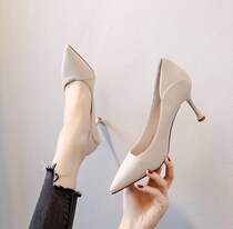 European Station Act High heel Shoe Girls Fine heels 2022 New soft leather comfort 100 Lapped Temperament Professional Work Single Shoes