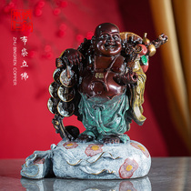 Zhu Bingren bronze bronze Maitreya Buddha bag standing home decoration work art ornaments gifts