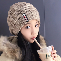 Autumn and winter Korean version of childrens pullover wool hat medium and large boy boys thickened double-layer sports breathable warm hat
