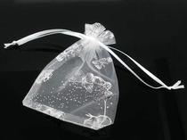 100 White Butterfly Organza Wedding Gift Bags-Pouches 9x12cm