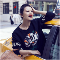 Star with velvet sweater 2019 new female long sleeve Korean loose pullover Hong Kong flavor autumn waitmore coat