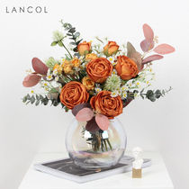 Lancol Retro Nordic Emulation Dry Flower Suit Rose Ocean Chamomile Bouquet Living-room Table Pendulum Flower Photography Fake Flowers