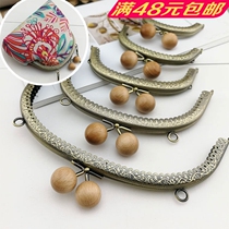 Classic style arc semi-circle gold solid wood round pearl head ancient bronze embossing mouth gold handmade diy bag accessories 51 accessories