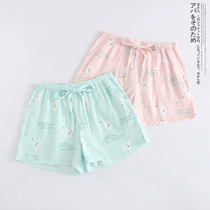  Pajamas womens shorts summer cotton pure cotton gauze printing casual loose thin section Japanese can be worn outside home pants