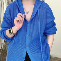 Klein Blue Lieven hat knit cardigan woman with cap sweater jacket inside lap top high sensation blouses Dont make a spring break