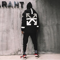 OW Tide brand reflective down jacket winter thick warm National tide handsome student hooded tooling couple windproof jacket