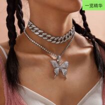 Exaggerated Cuban chain big butterfly performance necklace