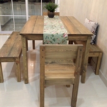 Retro solid wood home environmental protection table old desk computer table log paint-free leisure long square table