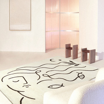 Hyundai modern minimalist original abstract living room carpet bedroom ins thick black and white lines household tea table blanket