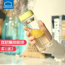 Le buckle flagship store double-layer insulated glass high-value ins Wind cute water cup female household tea