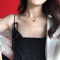 Japanese and Korean Red Love necklace female fashion versatile light luxury simple peach heart shaped choker Net red temperament neck chain tide