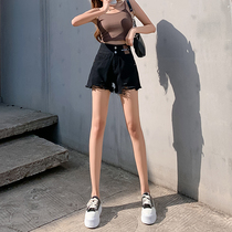 Black denim shorts Women summer thin high waist slim a hot pants small loose net red hot girl Super shorts