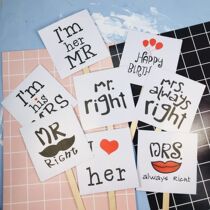 Cake decoration baking plug-in black and white series love English happy birthday MR right wedding cake insert