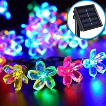 Outdoor waterproof LED solar light string Cherry blossom flower shape flashing light Peach blossom light string Christmas garden decoration