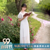 Silk cotton embroidered v-neck dress clearance special retro lace Palace fairy dress a city