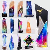 New color crystal trophy custom enterprise honor creative outstanding employee awards annual meeting event medal custom