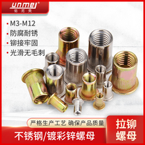 Pull rivet nut color zinc plated 304 stainless steel pull cap countersunk head rivet nut pull rivet nut multi color flat head M3-M12