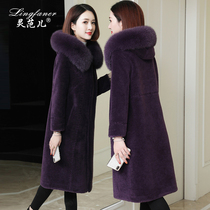 Fox fur sheep-cut coat women long 2021 new fur women Haining mother one fur coat