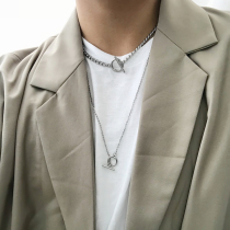 KAFKAsSHOP ring necklace circle bar Korean male and female couples simple personality street photography with tide