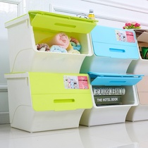Large and high style front opening storage box clothes toys box clothing collection storage box covered plastic