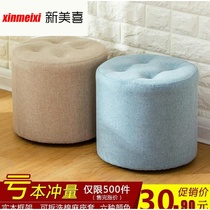 Wooden Pier foot sofa fabric stool home footrest bench bench bench seat creative cotton and hemp European fashion Nordic