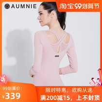 AUMNIE Aomini yoga clothing womens sports fitness running jacket long sleeve parallel seven-point sleeve T-shirt with chest pad