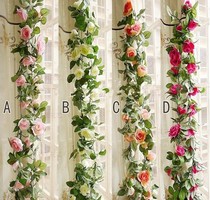 Simulation flower rose rattan wedding decoration silk flower Real Estate opening fake flower Air Conditioning Heating pipe winding