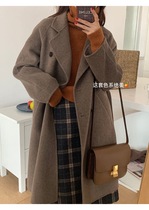 South Korea Double Face Cashmere Coat Woman 2021 Winter new advanced senses Double platoon buckle with long handmade wool dresses