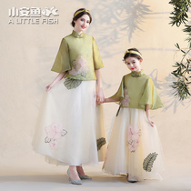 Parent-child dress mother dress national style Hanfu autumn dress Chinese style suit high-end cheongsam costume